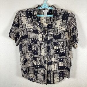 K Arnold Vintage Womens Button Up Shirt Sz M Medium Long Sleeve Silk Excellent